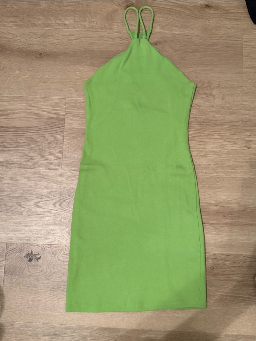 Zara Neon Lime Halter Mini Dress